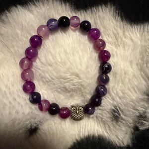 Purple Beaded Owl Bracelet